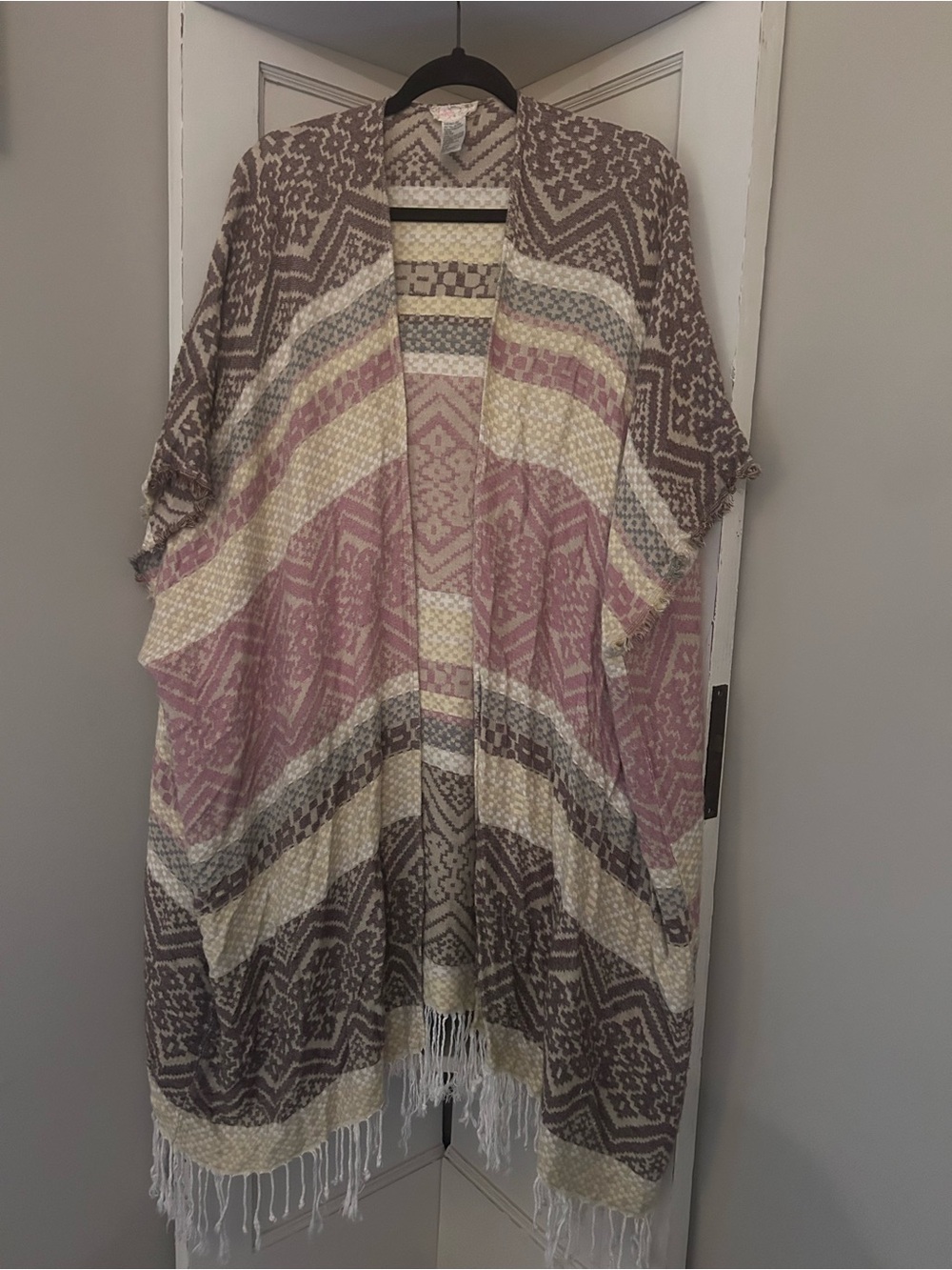 Free People kimono duster cardigan in Mauve, Cream, Taupe soft boho comfort